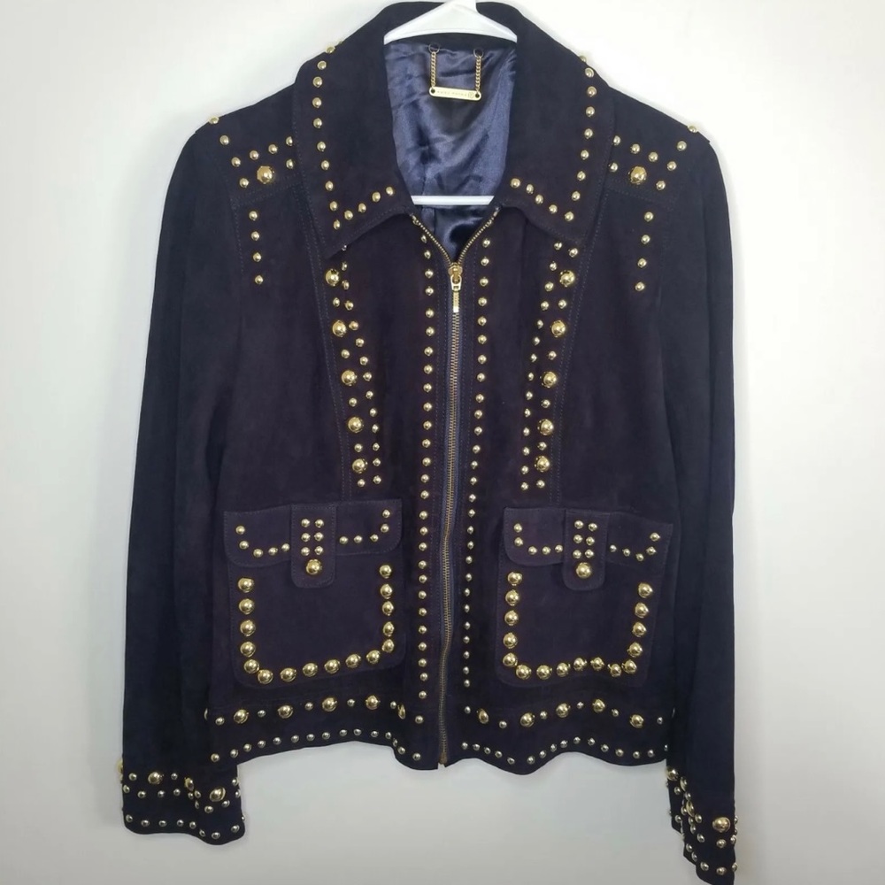 Tina Turk Suede rosewood studded jacket